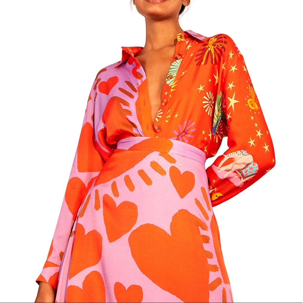 FARM Rio Mixed Print Top (NWT)